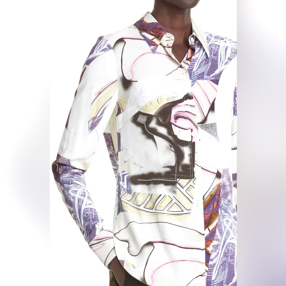 Stella McCartney Multicolor ‘Ahab Abstract Long Sleeve Button Up Blouse’ Size 42